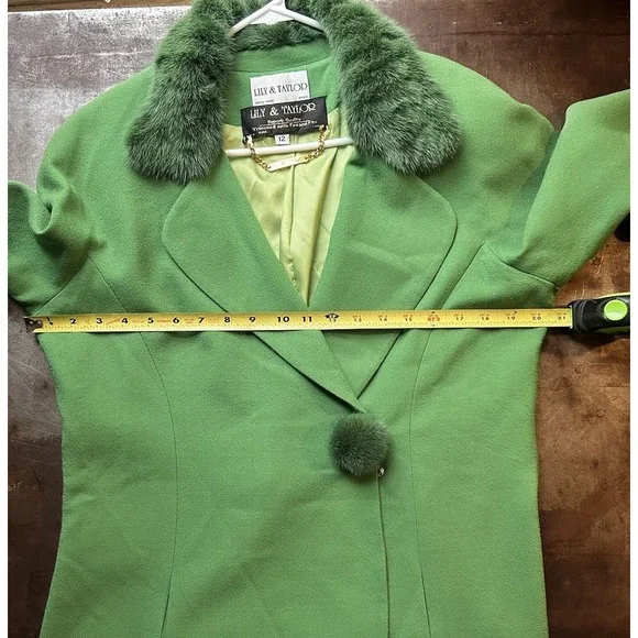 Lily & Taylor Vtg Wool Jacket Mink Womens Sz 16 Kelly Green Blazer Mob Wife EUC Blazers & Suit Jackets